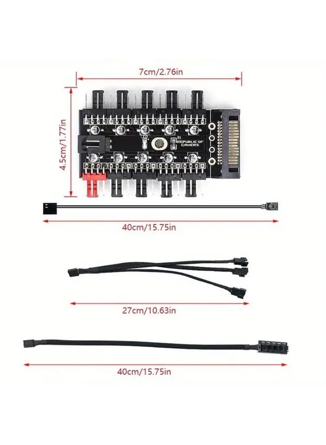 Motherboard 4 Pin PWM Fan Hub 1 to 5 Temperature Control Extension Cable - Image 3